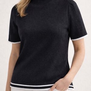 Zara Black Tee with White Accents